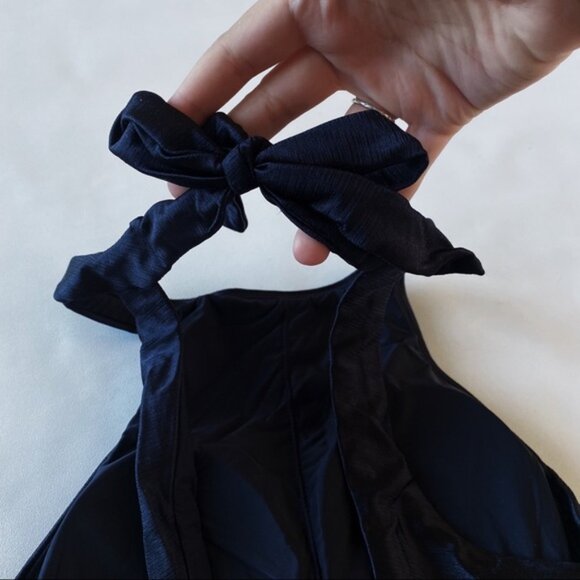 Anthropologie | High Neck One Piece Swimsuit Black Small Textured Plunge Back - Picture 10 of 16